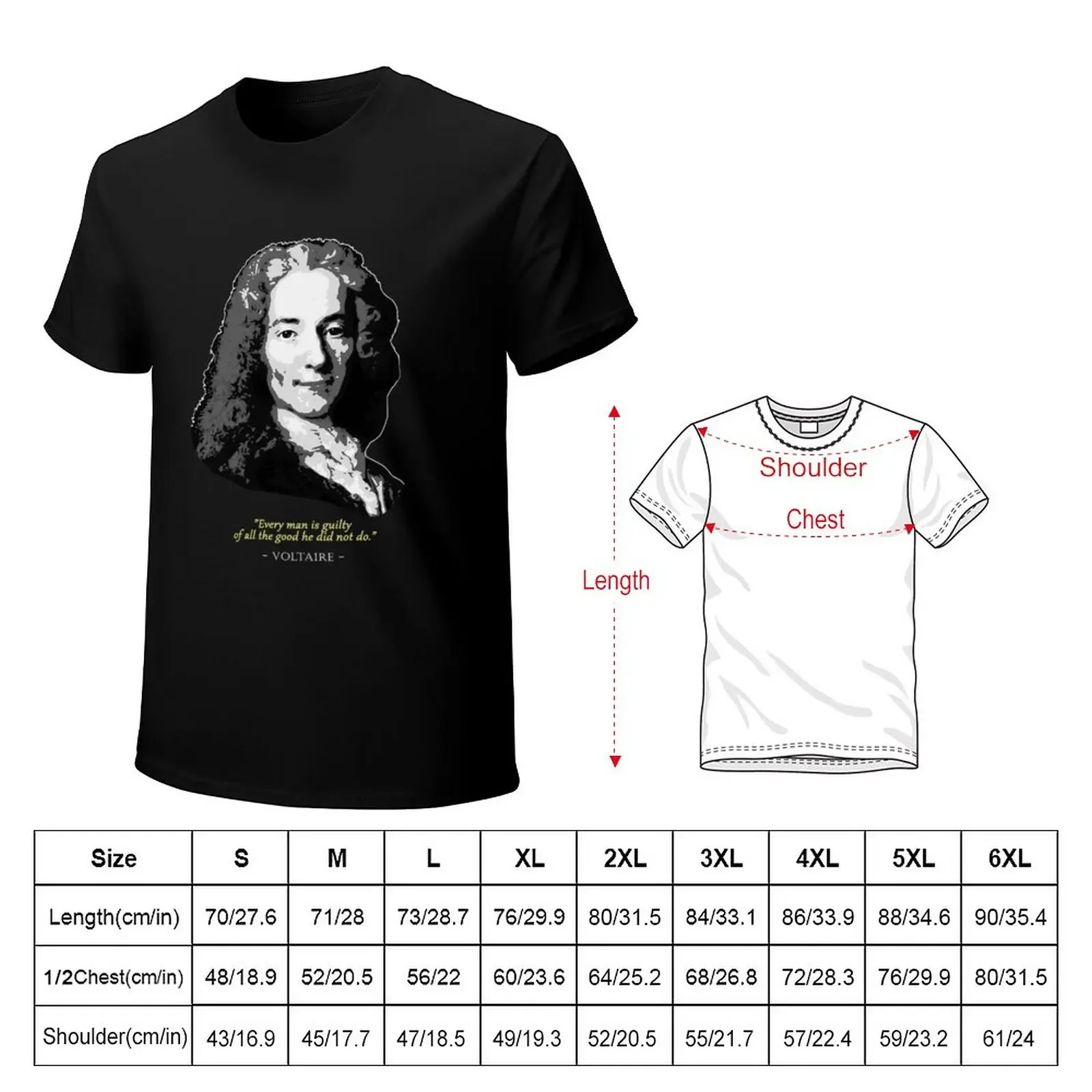 voltaire quote T-Shirt vintage quick-drying summer tops t shirt for men