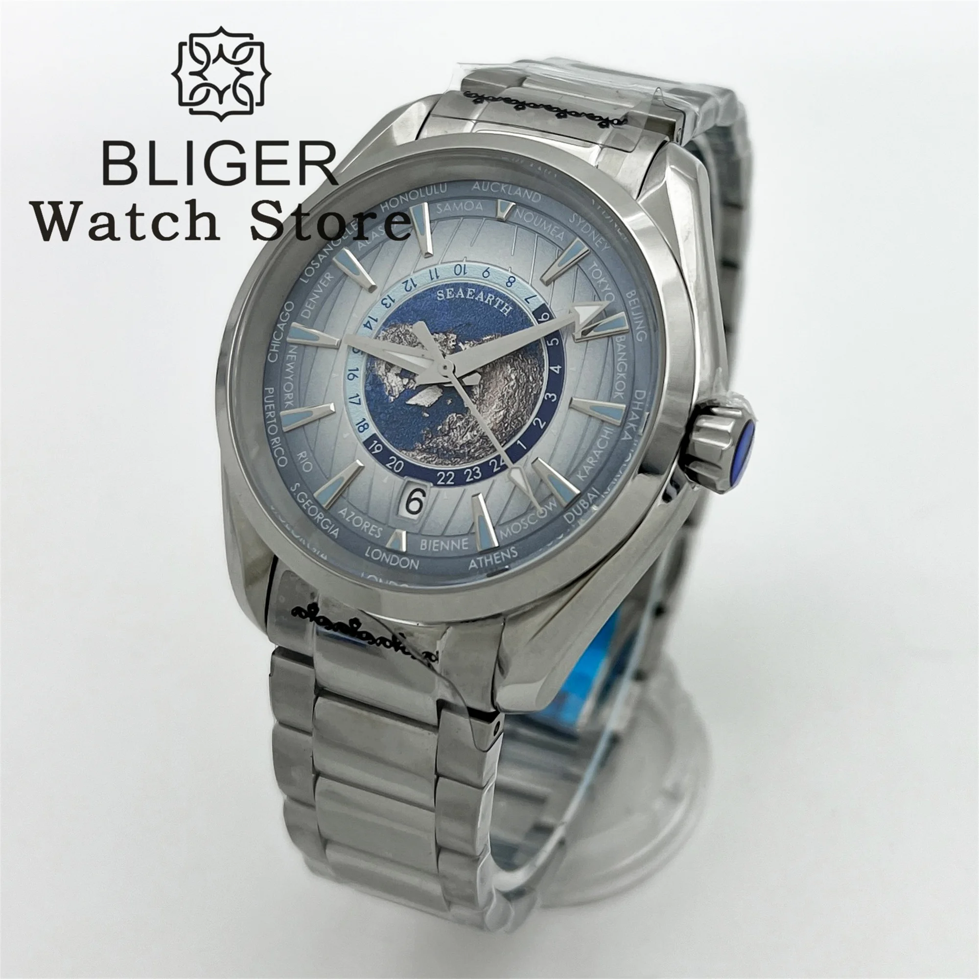 ساعة ميكانيكية بليجر أوتوماتيكية للرجال ، كريستال ياقوتي فاخر ، ساعة 6 بوصة ، تاريخ عميق مقاوم للماء ، ساعة ستانلس ستيل ، NH35 ، 40 way