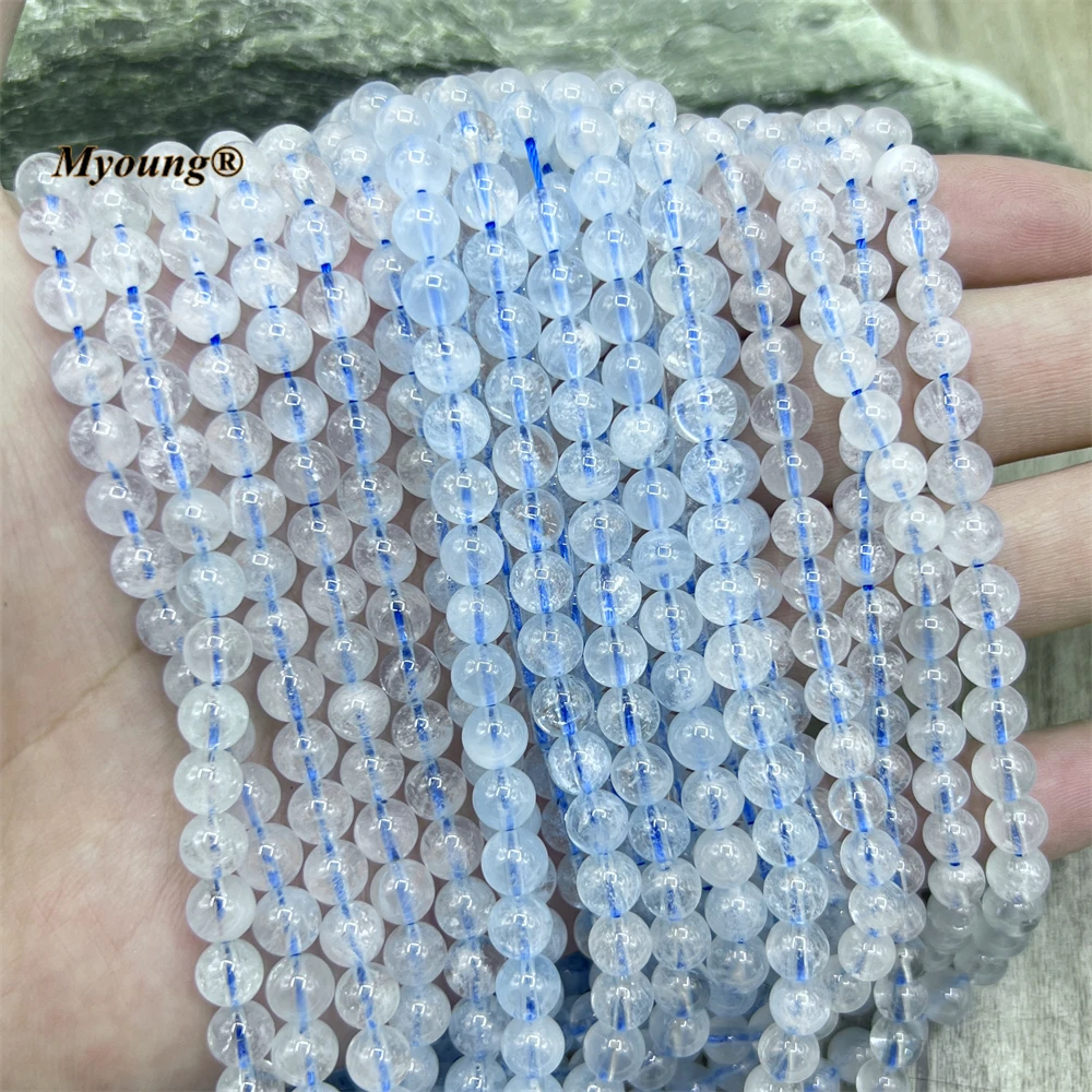 

5Strands 6mm Natural Aquamarines Round Loose Beads For DIY Jewelry Making MY230470