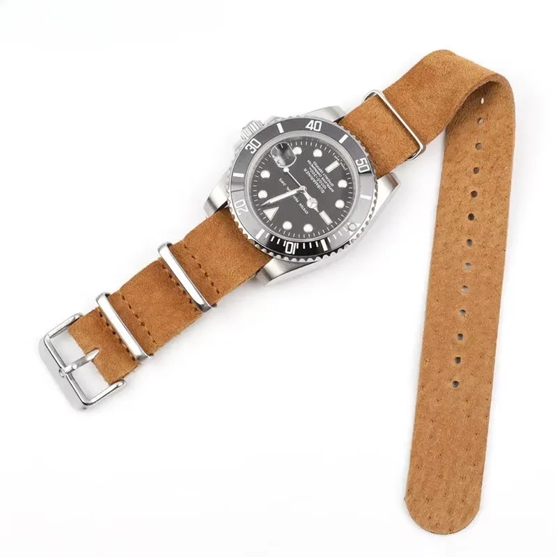 Bracelet de montre Vintage en daim souple et cuir véritable, 20mm 22mm, pour Seiko, Omega, Samsung Galaxy Watch 4/5/6/7, pour hommes