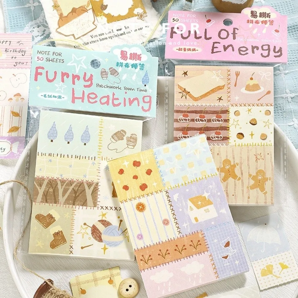Cute Cartoon Pattern Patchwork Note Patchwork Style Easy-tear Scrapbook Supplies DIY Material Stationery Notepads For Journaling