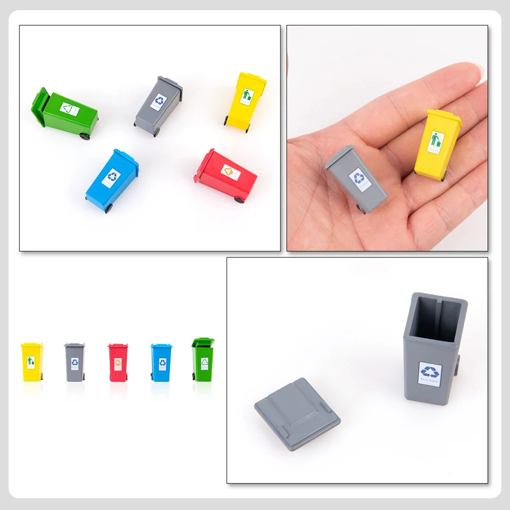 Mini cubo de basura, Material de mesa de arena, modelo pequeño, accesorio de decoración para el hogar, adorno decorativo Abs, 5 uds.
