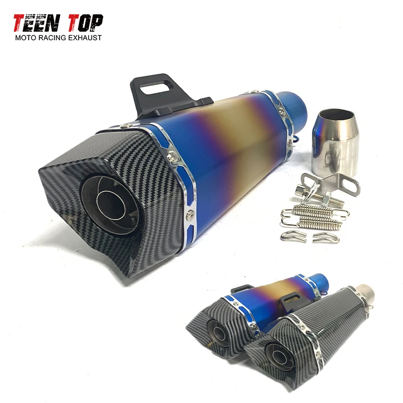 51mm Universal Motorcycle Muffler Xmax300 YZF-R7 YZF-R6 MT-07 MT-09 Tracer7 XSR900 Bolt950 Exhaust Muffler 340mm Racing Tailpipe