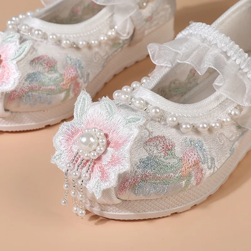 

Детская обувь Hanfu, весенне-осенняя обувь для маленьких девочек в китайском стиле, старинный костюм ручной работы, обувь