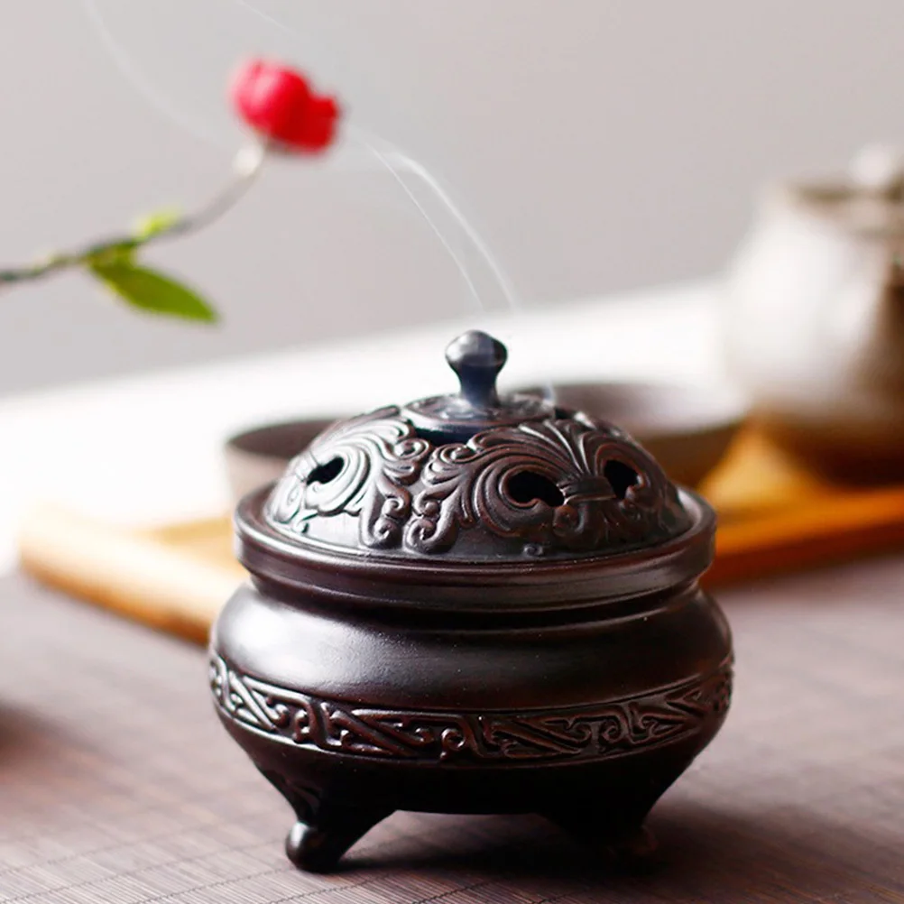 

Ceramic Incense Burner Elegant Carving Material for Relaxation Study Bedroom Sauna Desktop Aroma Stove Household Censer