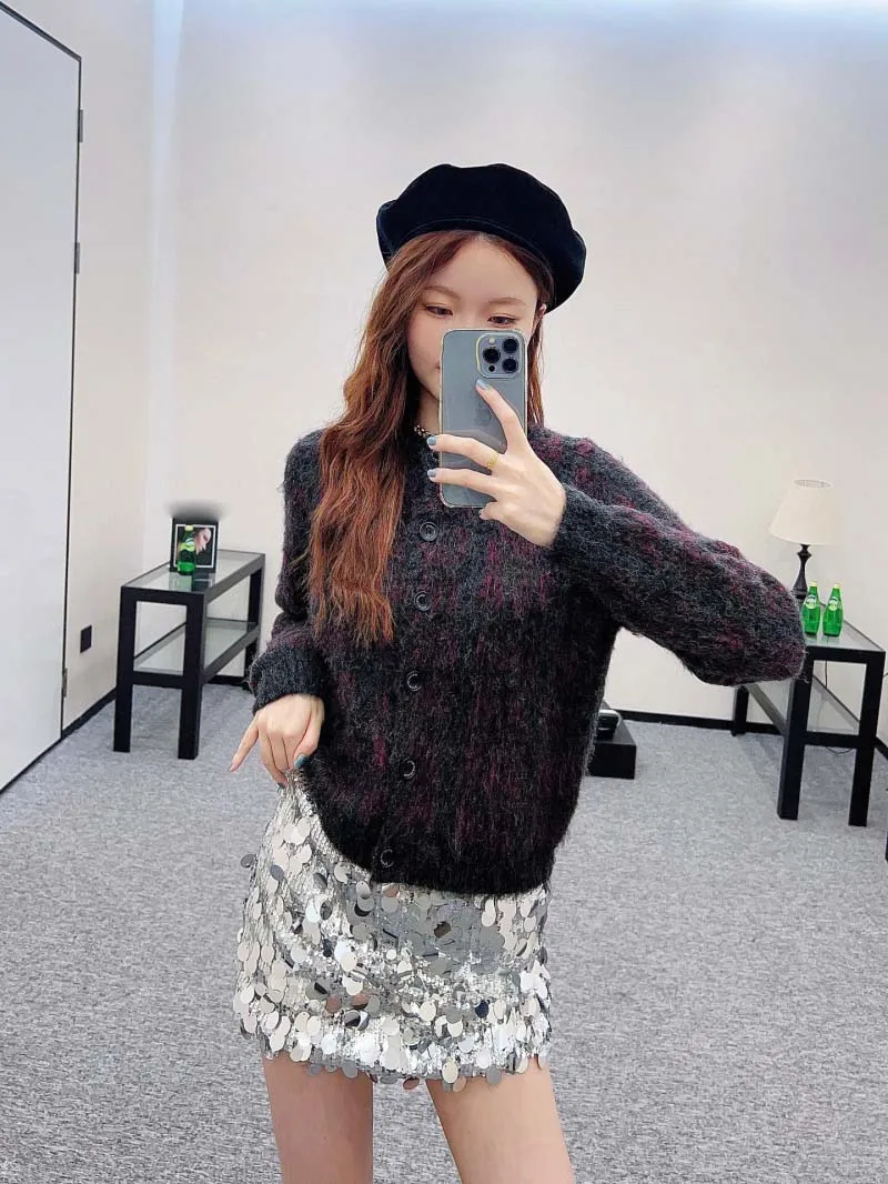 

Light luxury socialite style women's sweater fashionable and sweet temperament youthful anti-aging long sleeved mohair cardigan