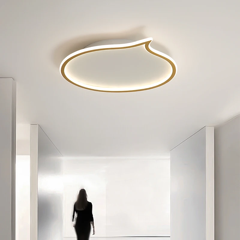 

Study Gold LED comma ceiling ight LED strip luminaria Bedroom black iron lamp Retro led ceiling fixtures stairwell ceiling lamp