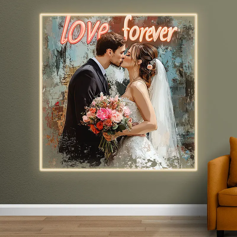 Love Forever Wedding Kissing Custom LED Neon Sign