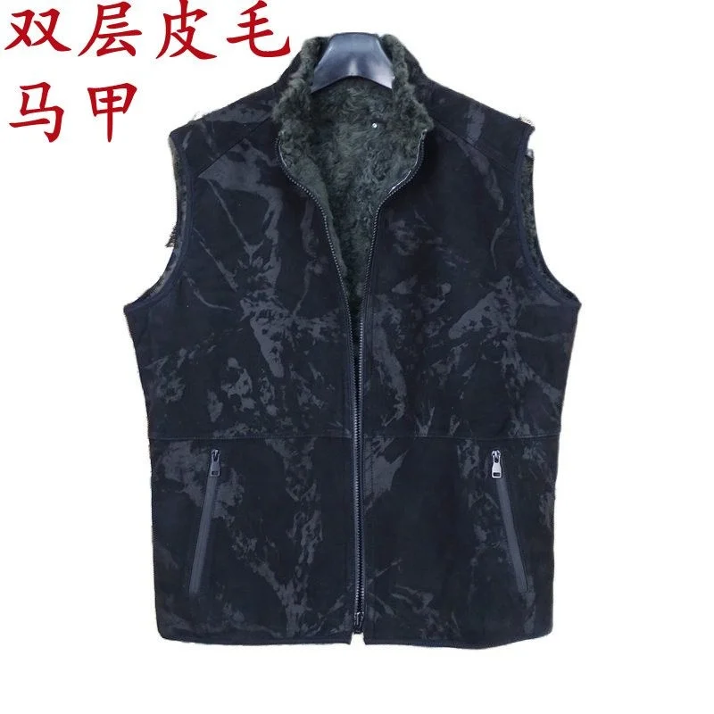 genuine leather 100% fur coat men jacketLeather and integrated vest+double-layer +both sides can be worn exported, the remainin