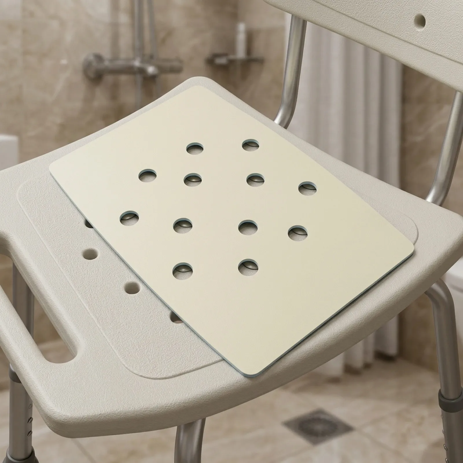 Shower Time Blue Non Slip Mat Waterproof Bath Mat Safety Features Soft Foam Material Easy To Clean Shower Time
