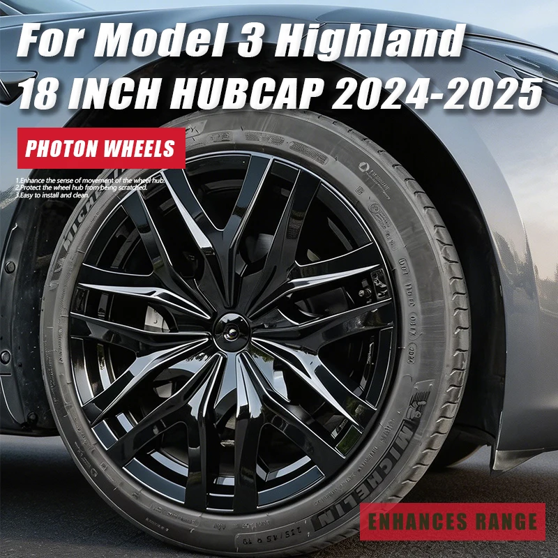 18 Zoll 4-teilige Radkappen für Tesla Model 3 Highland 2024 2025 Photon Rad Performance Vollfelgen-Radkappen Autozubehör