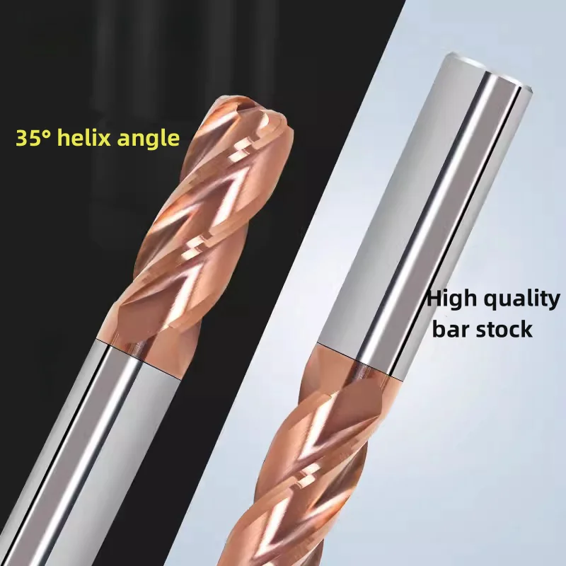 50 75mm HRC55 4 Flute Corner Radius End Mill Solid Carbide Round Nose Milling Cutter R bullnose CNC Cutting Tools R0.2 0.5 1 2 3