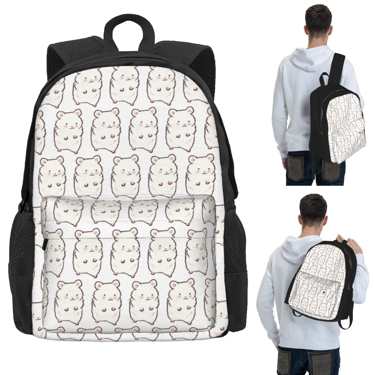 Cute Hamster Drawing Student Backpack School Bag Hiking Travel Daypack for Men Women Bookbag Shoulder Bags