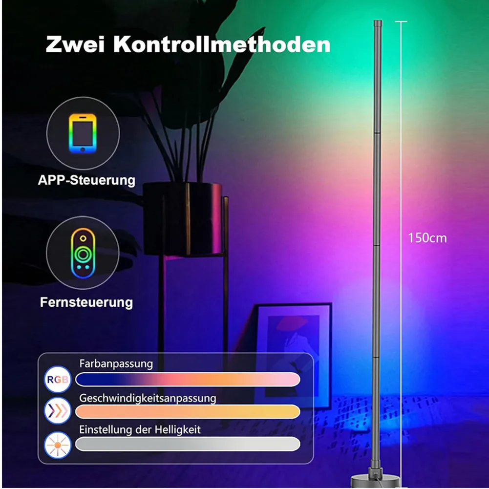 

RGB LED Floor Lamp, Living Room Dimmable Floor Lamp With App Music And Lighting Modes, 16 Million Colours 4 Detachable Lamp Tube