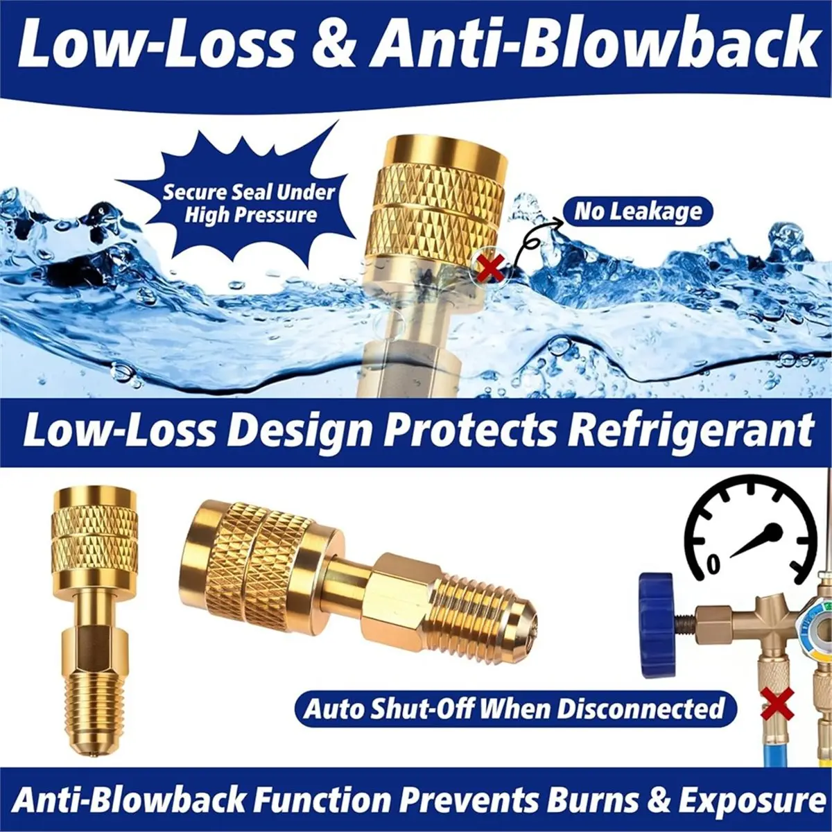 Utility Design 2-Pack R32 R454B Refrigerant Brass Adapter, 1/4