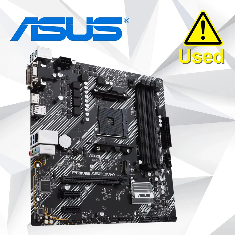 ASUS PRIME A520M-A Motherboard AM4 4*DDR4 128G VGA+DVI+HDMI M-ATX