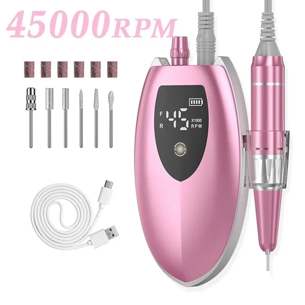 45000RPM Electric Nail Drill Professional Manicure Machine With Brushless Motor Nails Sander Set Nail Salon Polisher Equipment