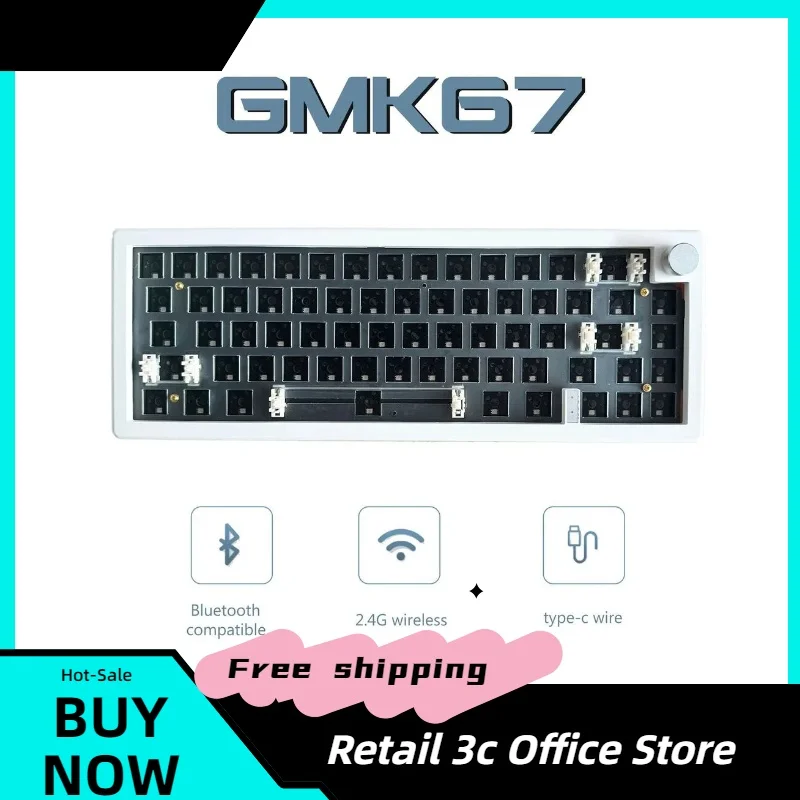 

Zuoya Gmk67 Three Mode Mechanical Keyboard Kit Wireless Bluetooth Custom Diy With Knob Gasket Hot Swap Rgb Backlit Keyboard Kit