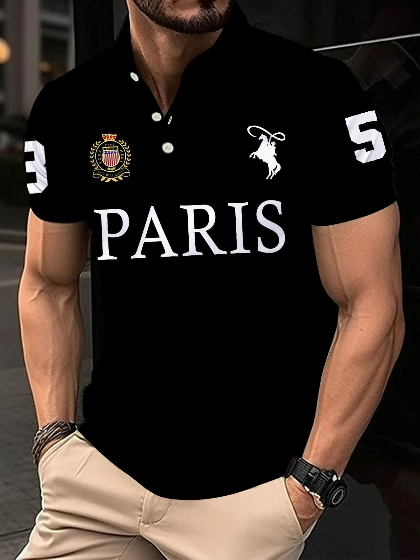 Y2K قميص بولو طباعة روك القوطي المتضخم تي شيرت الهيب هوب زر أسفل طوق قميص فاسق الصيف قصيرة الأكمام الكلاسيكية طباعة عادية #1