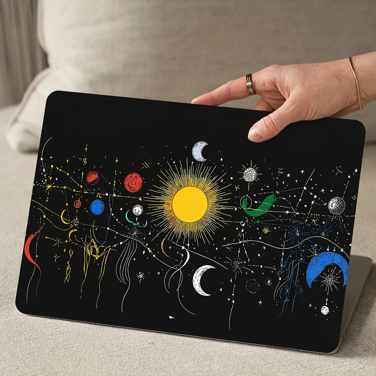 

2-Pack Pattern Laptop Art Sun Moon Tonghui Decal Case, Universal Netbook Skin Sticker Non-reusable laptop skin