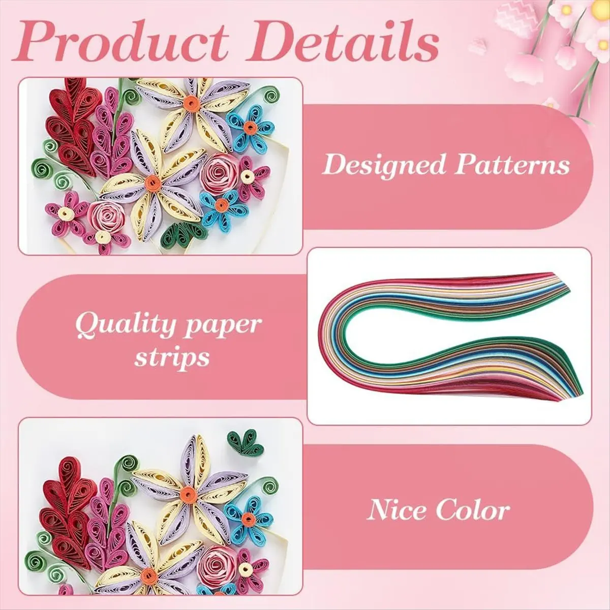 KSOL Kits de filigrana de papel de flores DIY, kit de fabricación de tarjetas de felicitación con tarjetas en blanco, tiras de 36 colores, herramientas de filigrana para cumpleaños