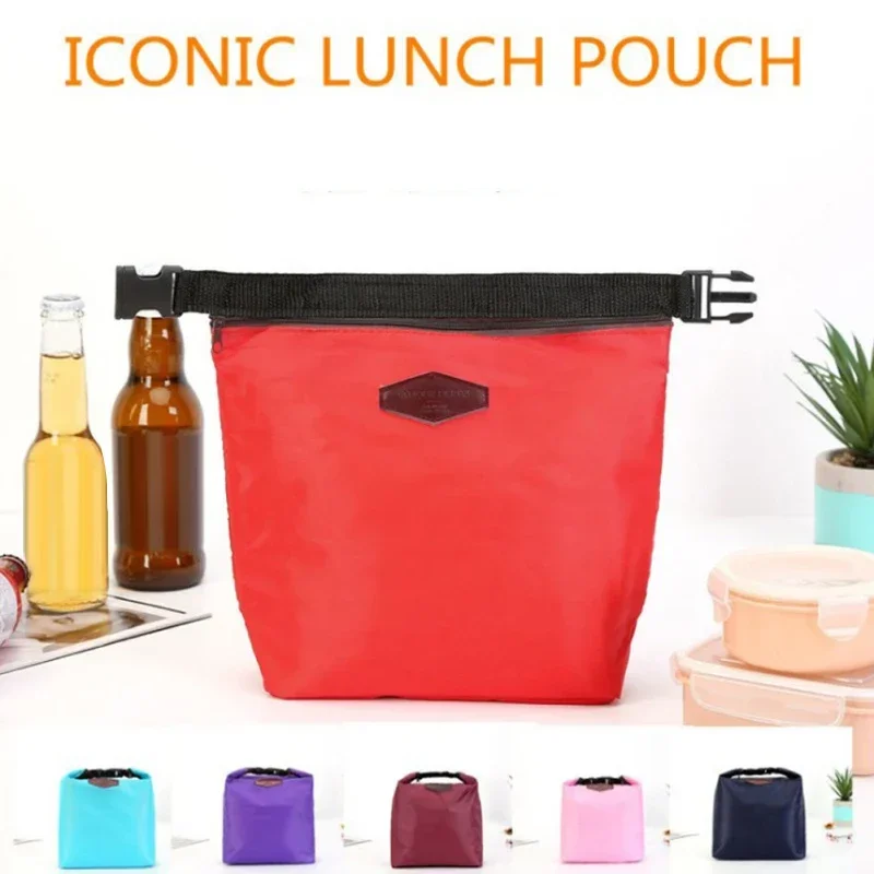 Thermal Insulated Lunch Bag Zipper Closure Cooler Lunch Box Storage Bag Portable Bento Food Container for Work Picnic