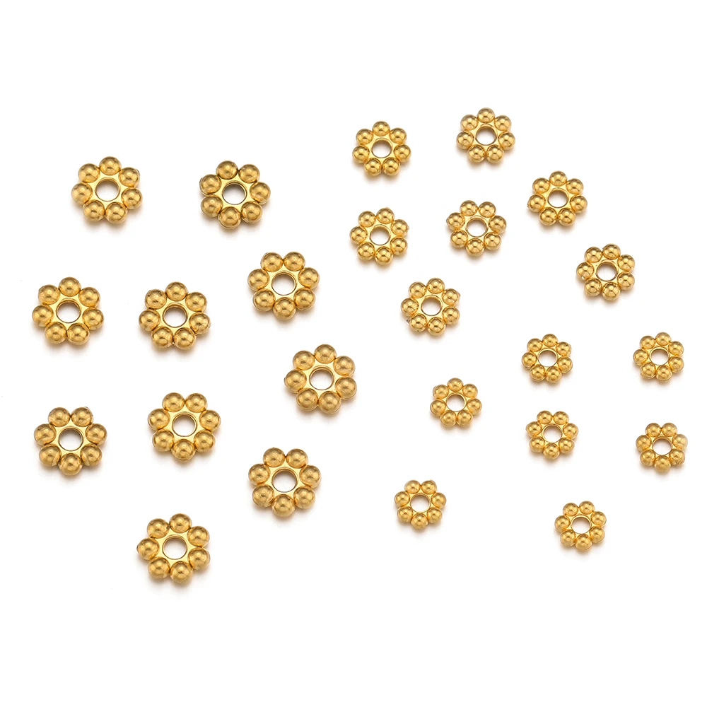 50pcs Stainless Steel Flower Shape Loose Spacer Beads for DIY Jewelry Making Bracelet Necklaces Findings Accessories Supplies - Image 3