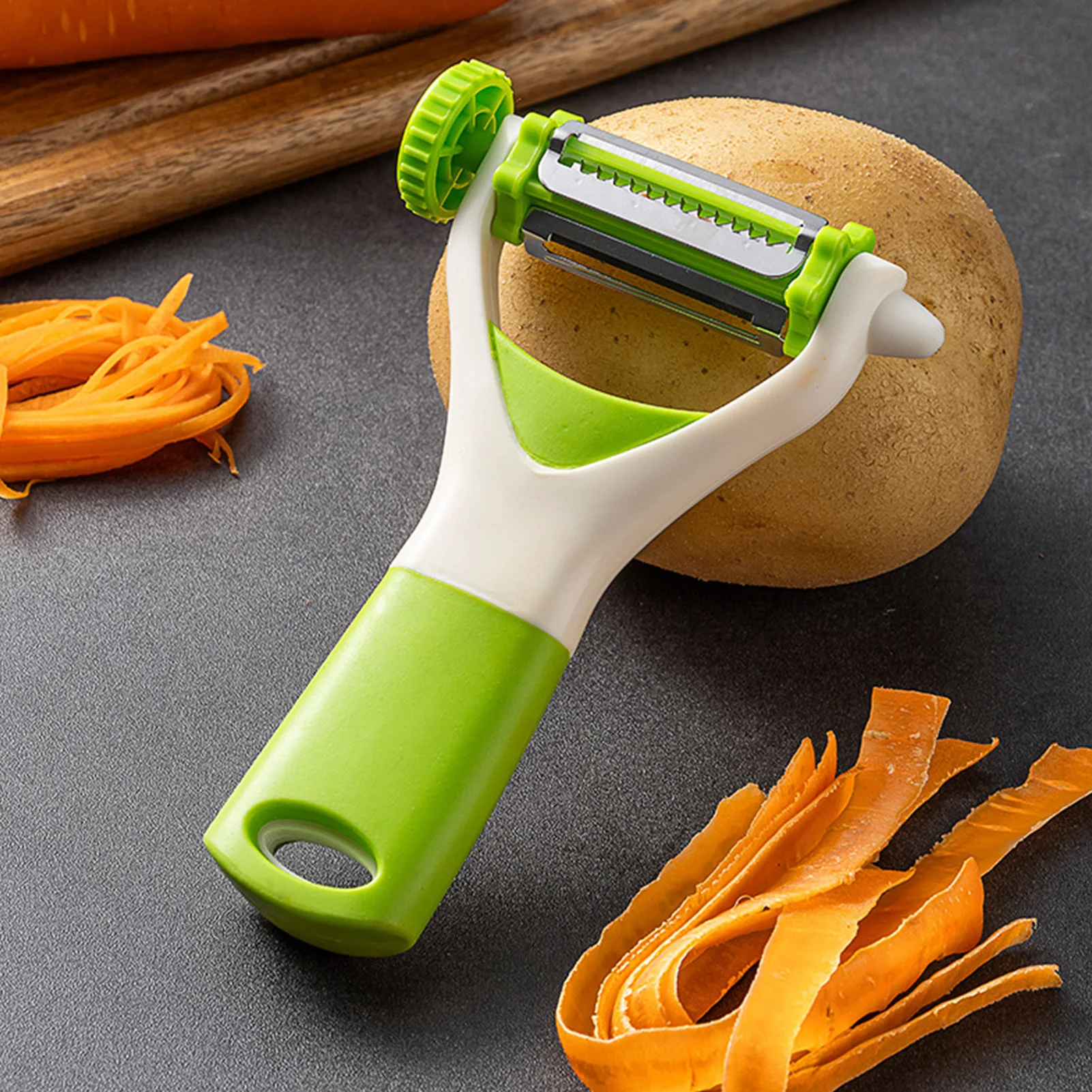 3 In 1 Rotary Vegetable Peeler Stainless Steel Julienne Slicer And Cutter Multi Function Potato Carrot Cucumber Peeler Tool With