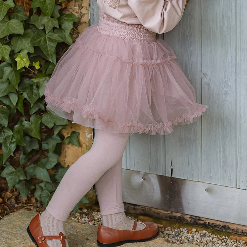 

2025 Autumn Korean Style Three-Layer Tulle Skirt Pants for Girls Children's Clothing Puffy Mesh Skirt Pants for Little Girls