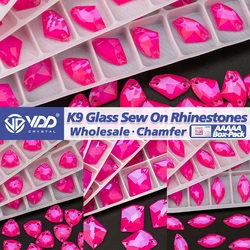 VDD Wholesale Top Quality K9 Neon Rose Glass Sew On Rhinestones Sewing Crystal Flatback Stones Box-packed DIY Garment Decoration