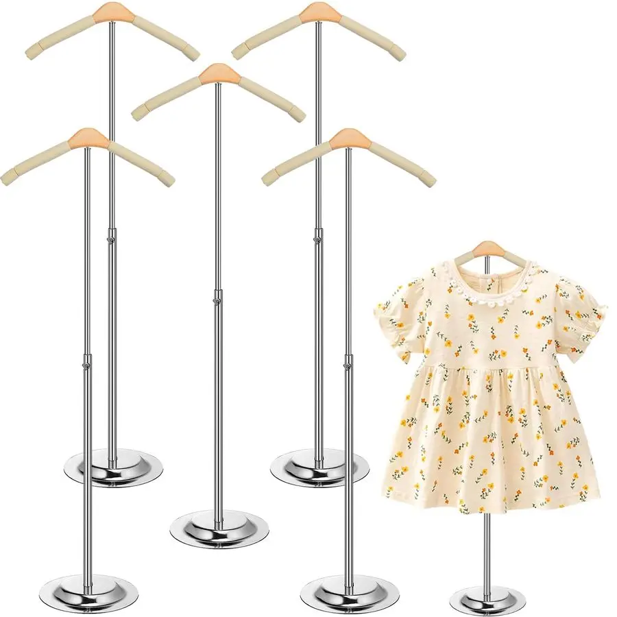 

5 Pcs Child T Shirt Display Stand Adjustable Clothes Rack Display Flexible Shoulder Stand Portable Clothes Hanger Clothing Hangi