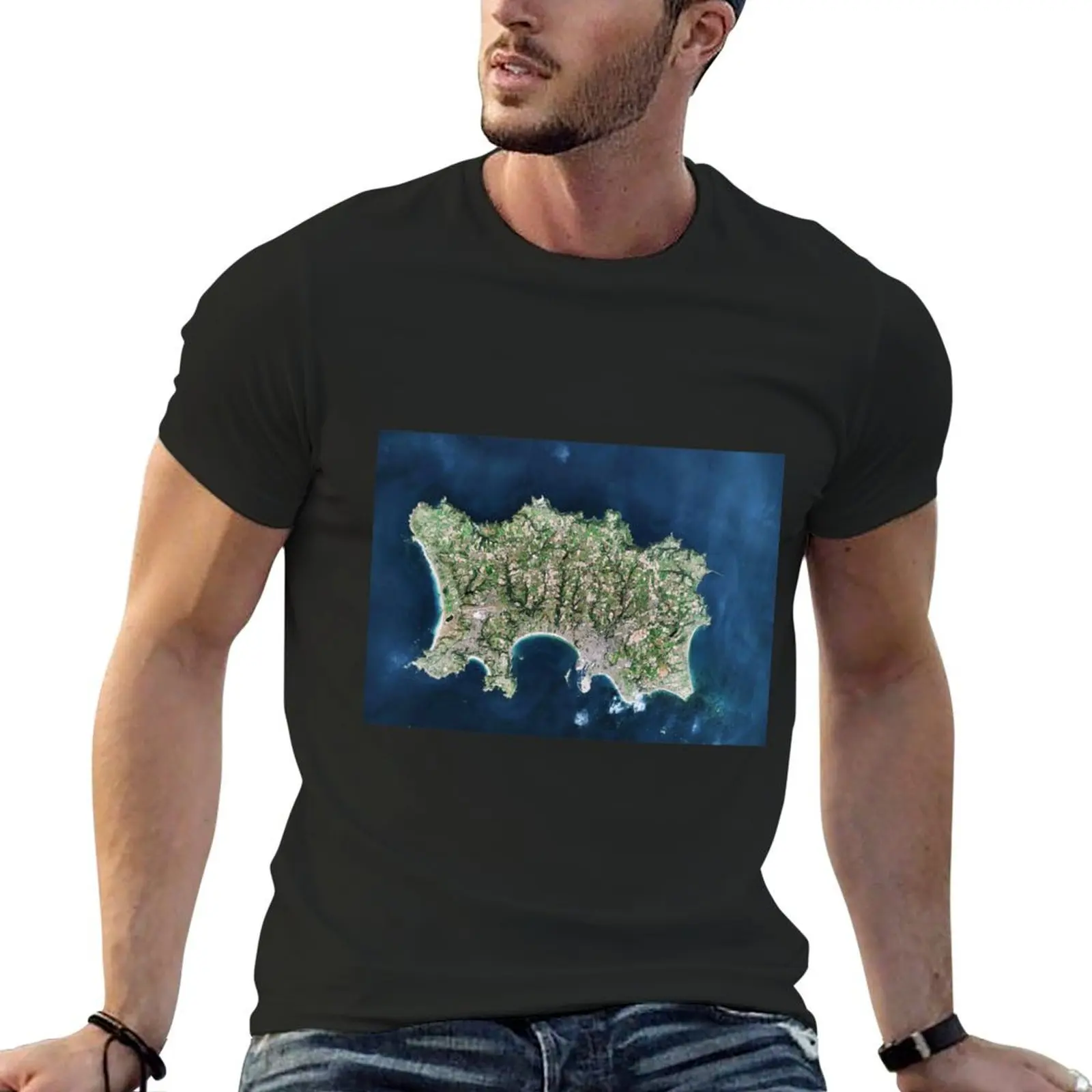 Island of Jersey in 2013, satellite image (C048/4943) T-Shirt heavyweights men clothes