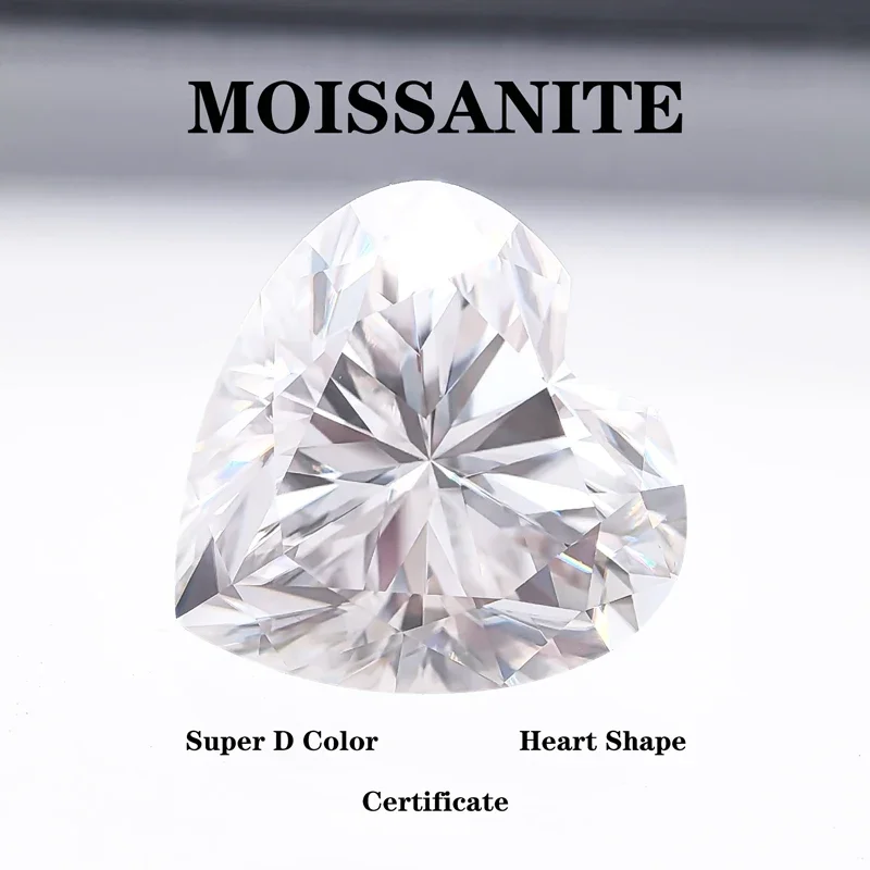 

Moissanite Stone Heart Cut Super White D Color VVS1 DIY Advanced Jewelry Rings Earrings Making Charms Gemstone Certificate