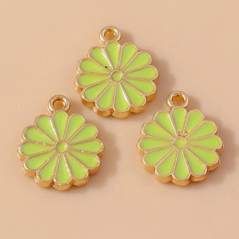 20 Stück niedliche, gemischte grüne Emaille-Blumenanhänger für die Schmuckherstellung, zum Basteln von Ohrringen, Halsketten, Armbändern und anderen Accessoires. – Detail 15