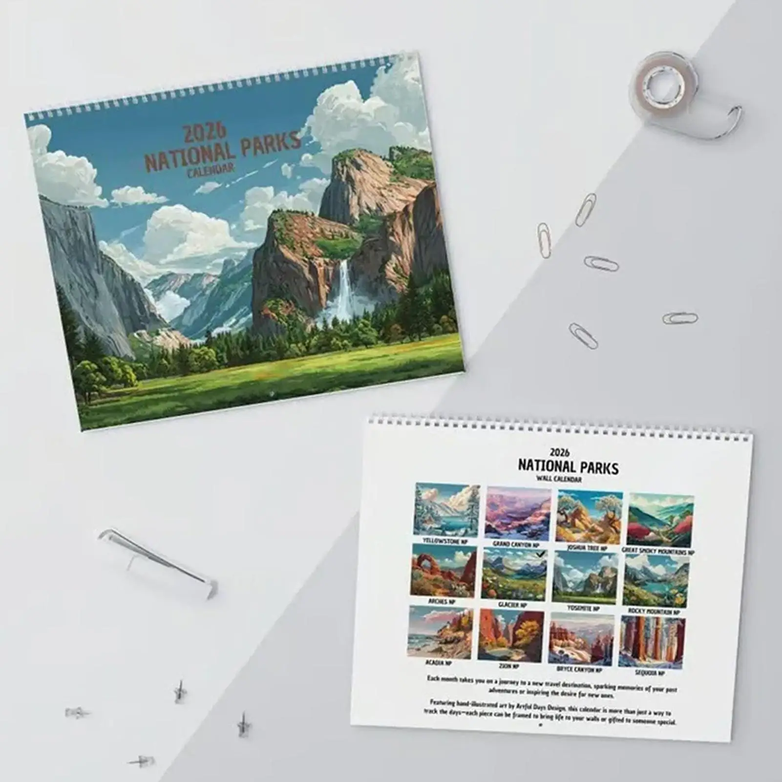 2026 ปฏิทินอุทยานแห่งชาติ 12 เดือนปฏิทินทิวทัศน์ 2026 การถ่ายภาพที่สวยงามธรรมชาติคนรักคอลเลกชันสำหรับ