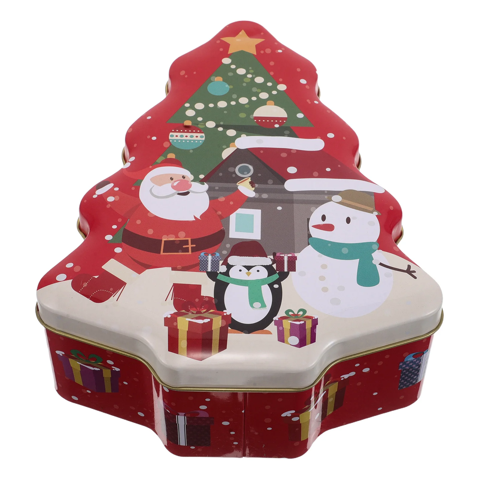 

Christmas Iron Candy Boxes Tree Shape with Lids Holiday Fillable Cookie Containers Tin Boxes Festive Treat Storage