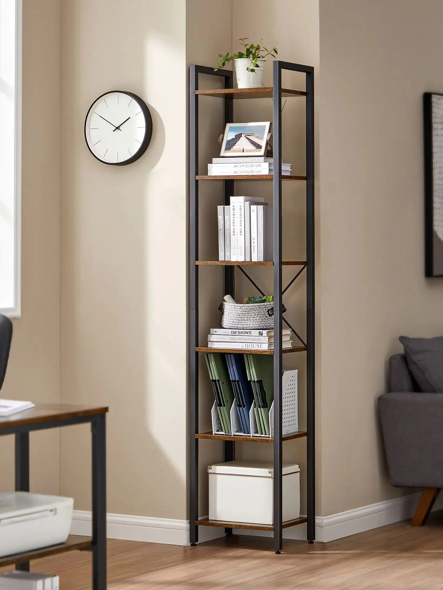 Songmics Schoenenrek Met 10 Vakken, Schoenenkast, 30X40X30 Cm Per Compartiment, Smal, Met Deuren, Stalen Frame