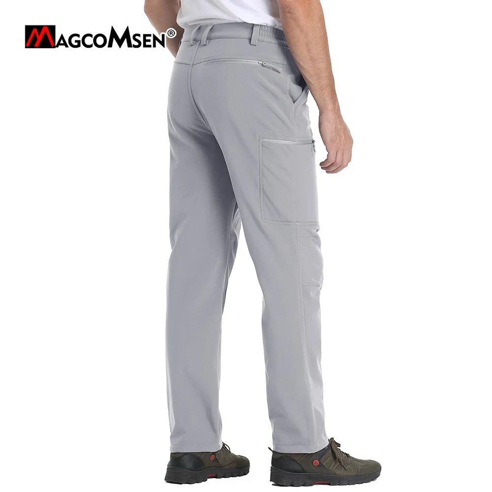 MAGCOMSEN Mens Fleece Hiking Pants Winter Water Resistant Softshell Pants Outdoor Camping Trekking Pant Work Trousers Male