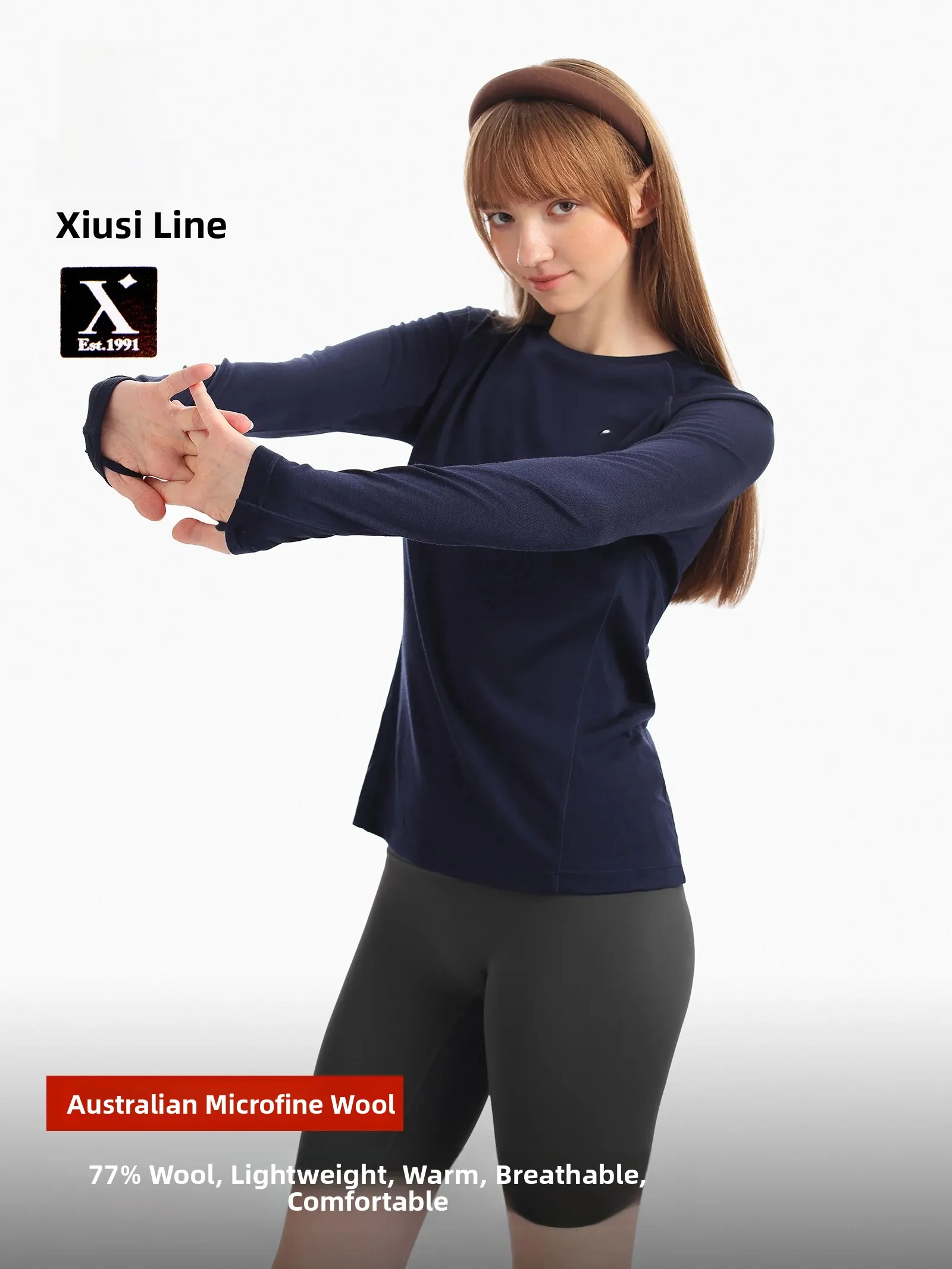 High-End Merino Wool T-Shirt Women's Long Sleeve Base Layer Shirt Sports Outdoor Hiking Top DSU Autumn Collection