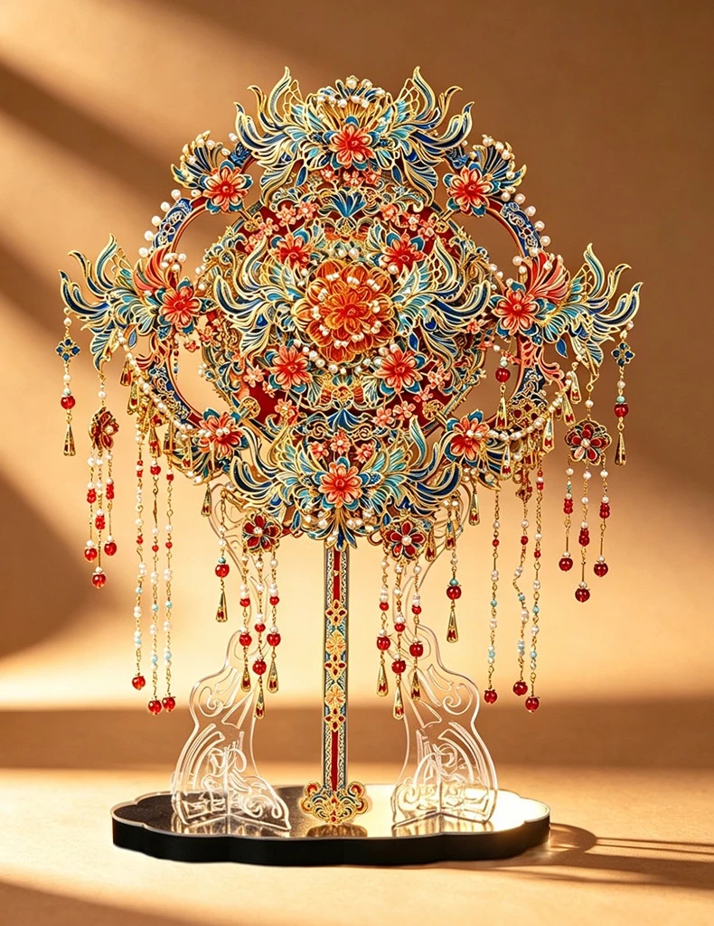 3D Three-dimensional Metal Puzzle Gilt Handmade DIY Group Fan Assembly Model Wedding Gift