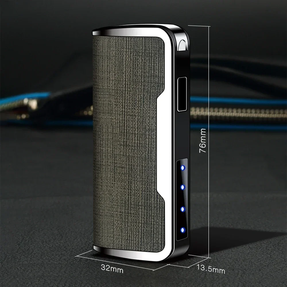 Leather Electric Lighter USB Rechargeable Lighter Cool Electronic Gadgets Technology Smart Windproof Plasma ARC Ignitor