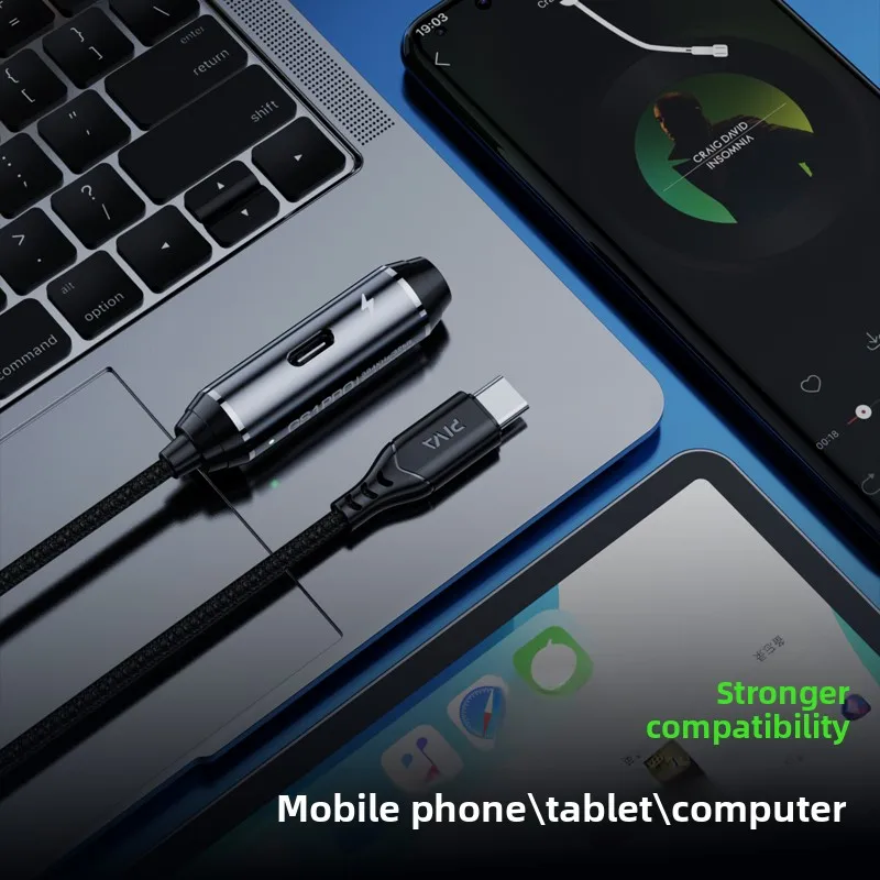 كابل محول Piva GSpro 2 في  بواجهة pe-C محول سماعات رأس للتابلت شحن سريع PD خط تحويل حصري للألعاب مناسب لأجهزة آبل آيباد برو