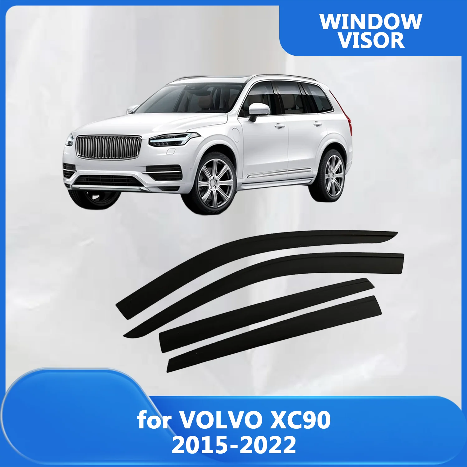 

FOR VOLVO XC90 2015 2016 2017 2018-2022 Side Window Visor Rain Guard Side Vent Deflector Weathershield Outside-Mount Tape On