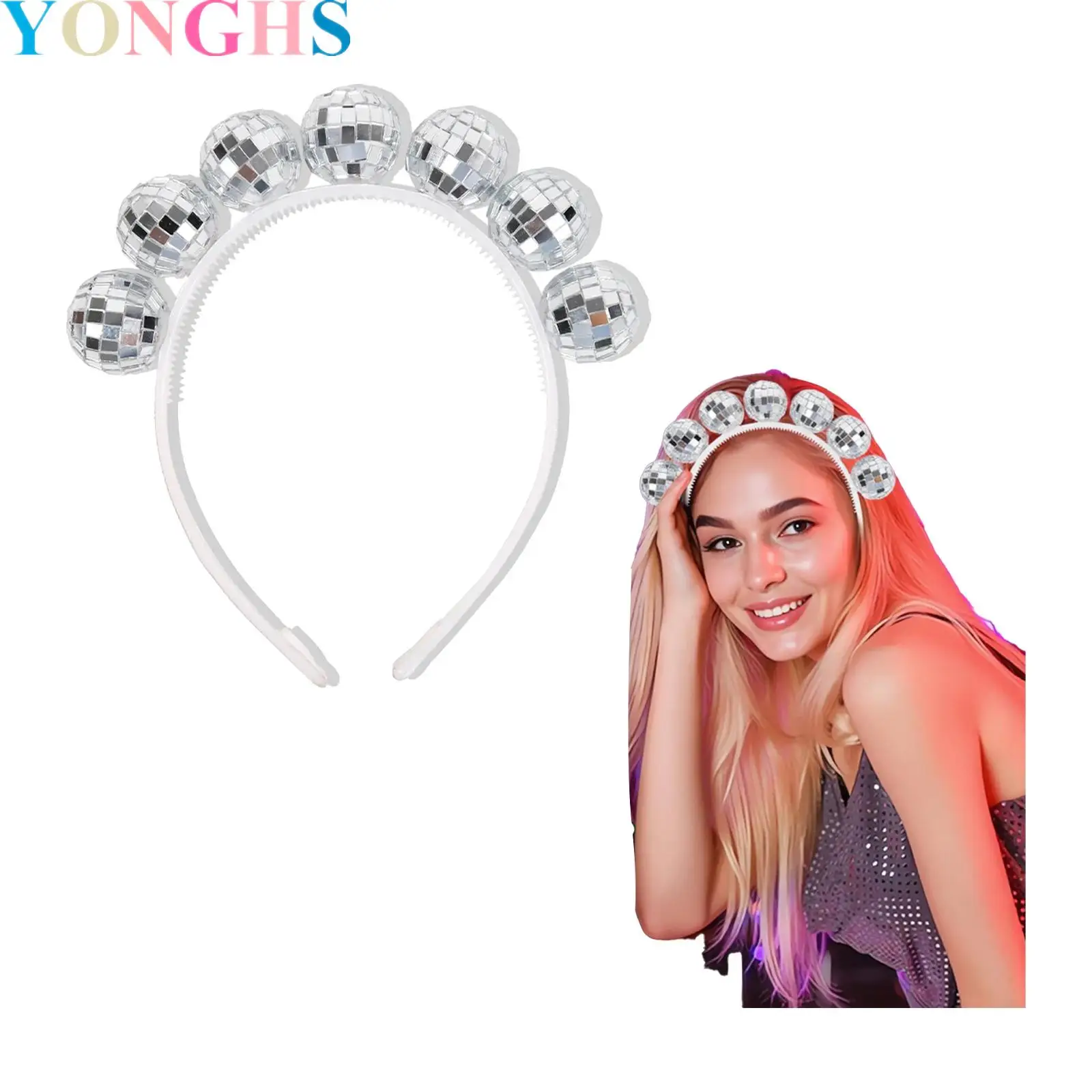 

1Pcs Retro Disco Outfit Disco Ball Headband Costume Accessories Disco Hairband Headpiece for Women