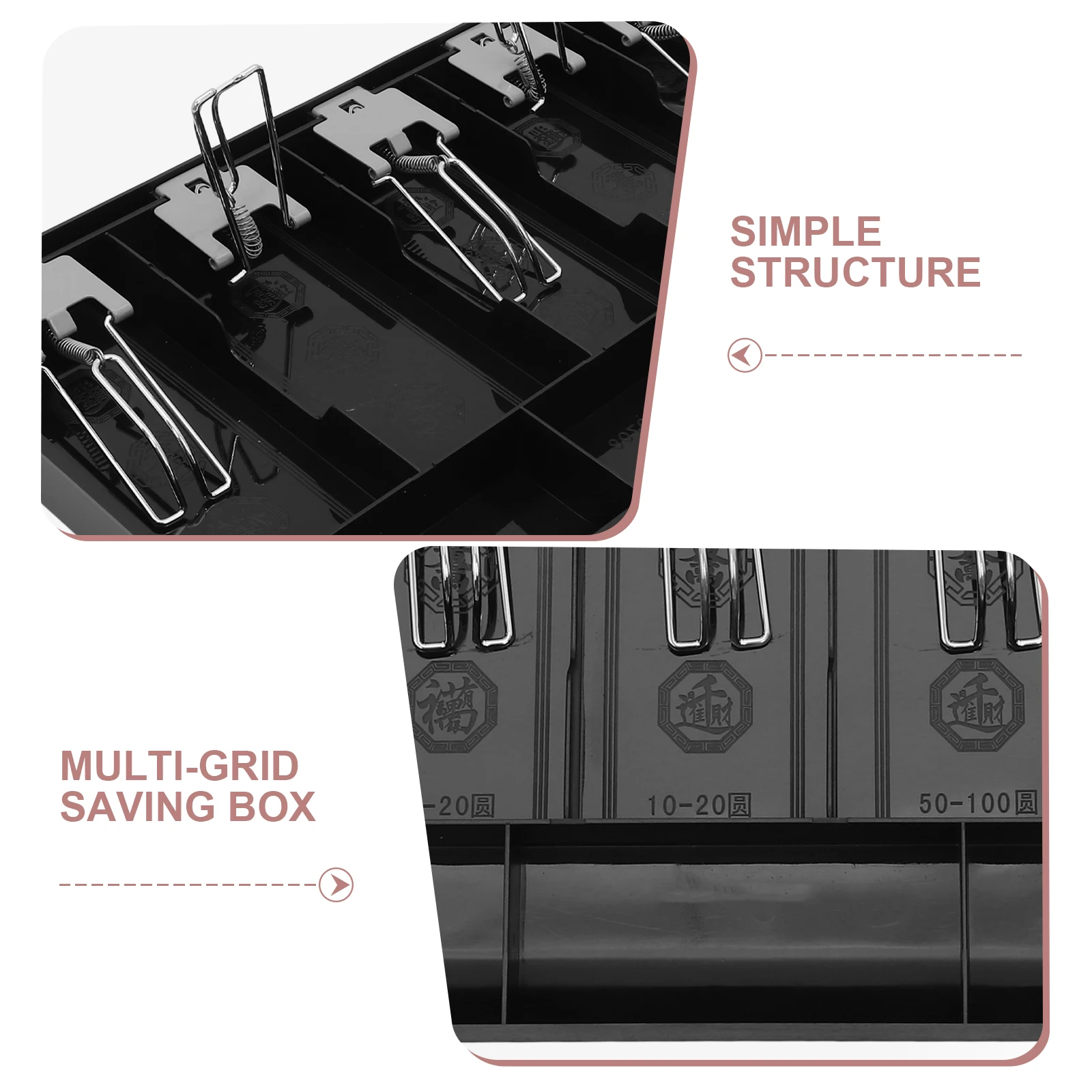 

Five grid Cashier Box Money Tray Coin ganizer Multi compartments Cash Drawer Register Insert Teller Letter Holder Storage St