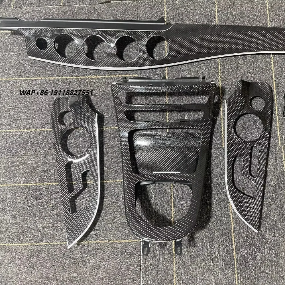 For E Coupe Two-Door Coupe Black Real Carbon Fiber Interior Center Console Door Handle Instrument Panel Replacement