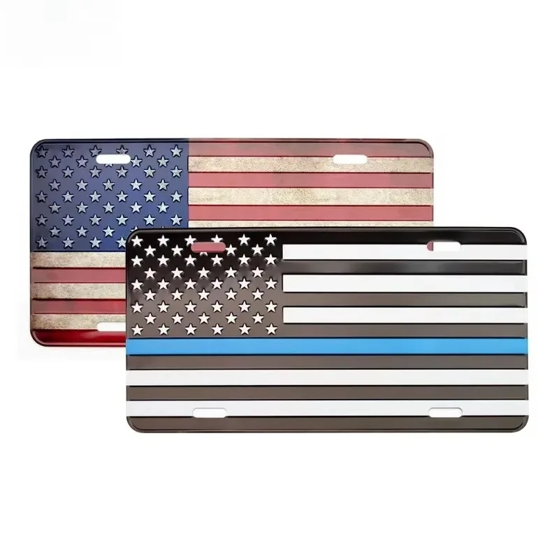 Popu 1pcs Car Decoration Universal Aluminum Alloy US Car License Plate Frame Cover Auto Accessory Waterproof Number Plate Holder