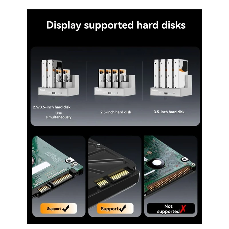 

4 Bay HDD Docking Station to USB 3.0 Hard Drive Docking Station for 2.5/3.5 Inch Hard Drive Case with Offline Clone