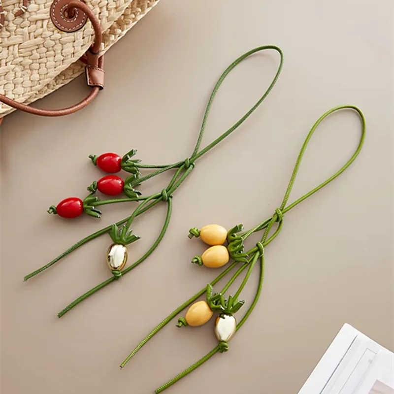 Cowhide Acorn Tomato String Bag Charm For Loewe Woman Handbag Exquisite Pendant All-match Cute Backpack Pendant Bag Accessories