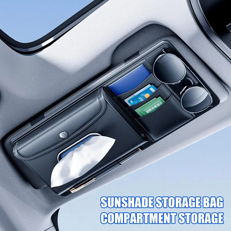 

Sun Visor Organizer Car Tissue Holder For Car Visor Vehicle Eyeglass Clip For Ticket Card Tissue Auto Sunvisor Storage Bag